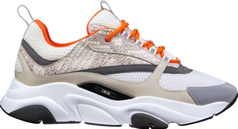 Dior Beige Python & Orange 'B22' Sneakers 